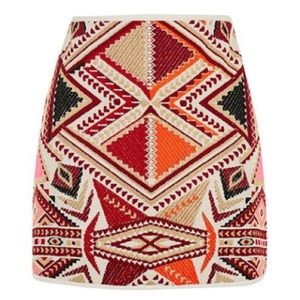 Topshop embroidered patterned mini skirt